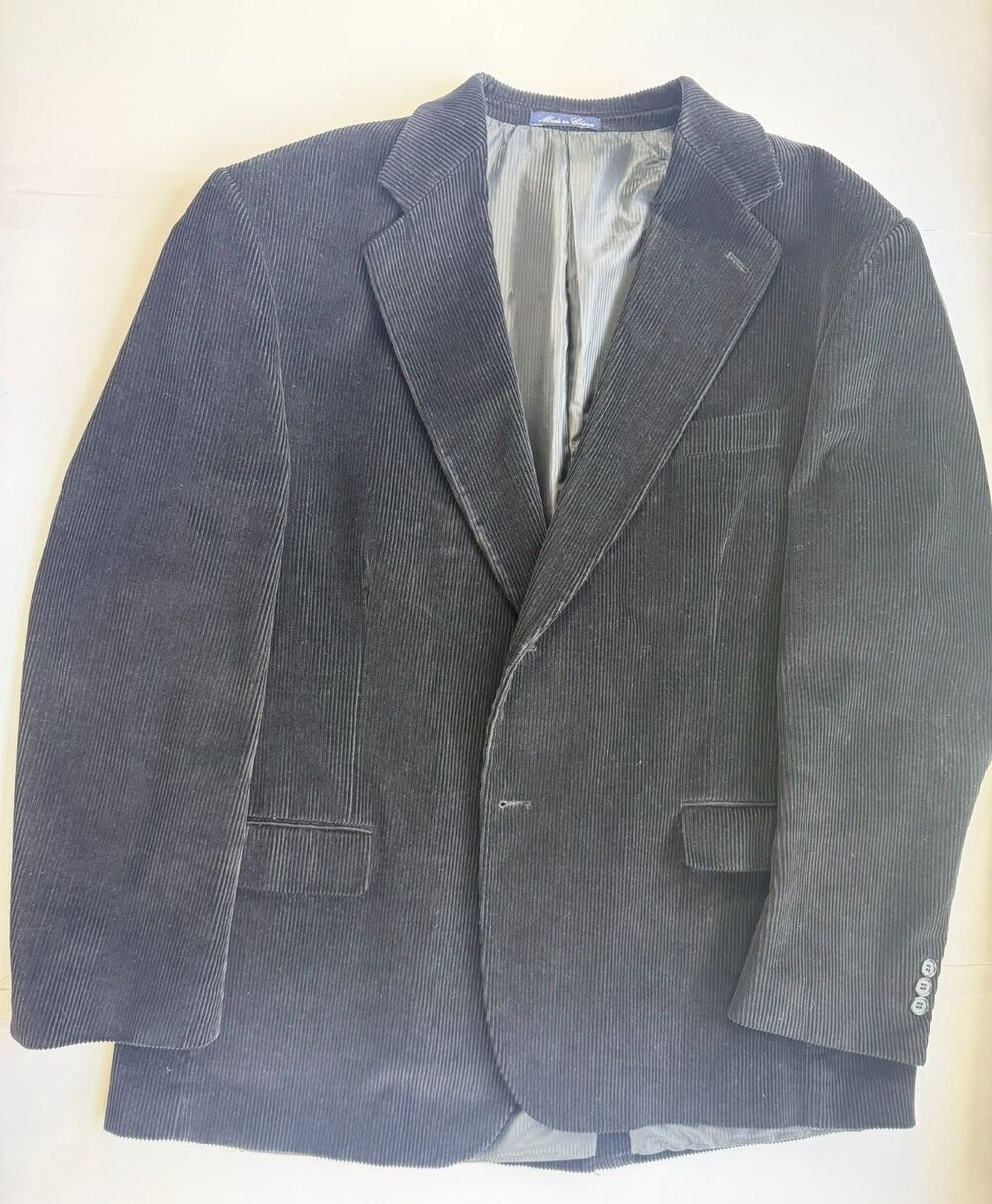 Vintage J.G. Hook Blazer Mens 46L Black Corduroy Sport Coat 2 Button Blazer